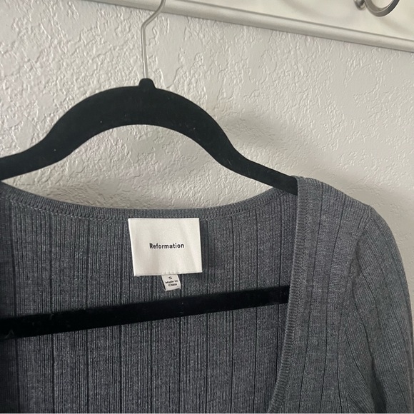 Reformation Nicole Regenerative Merino Sweater Mini Dress in Mid Grey - Picture 5 of 7